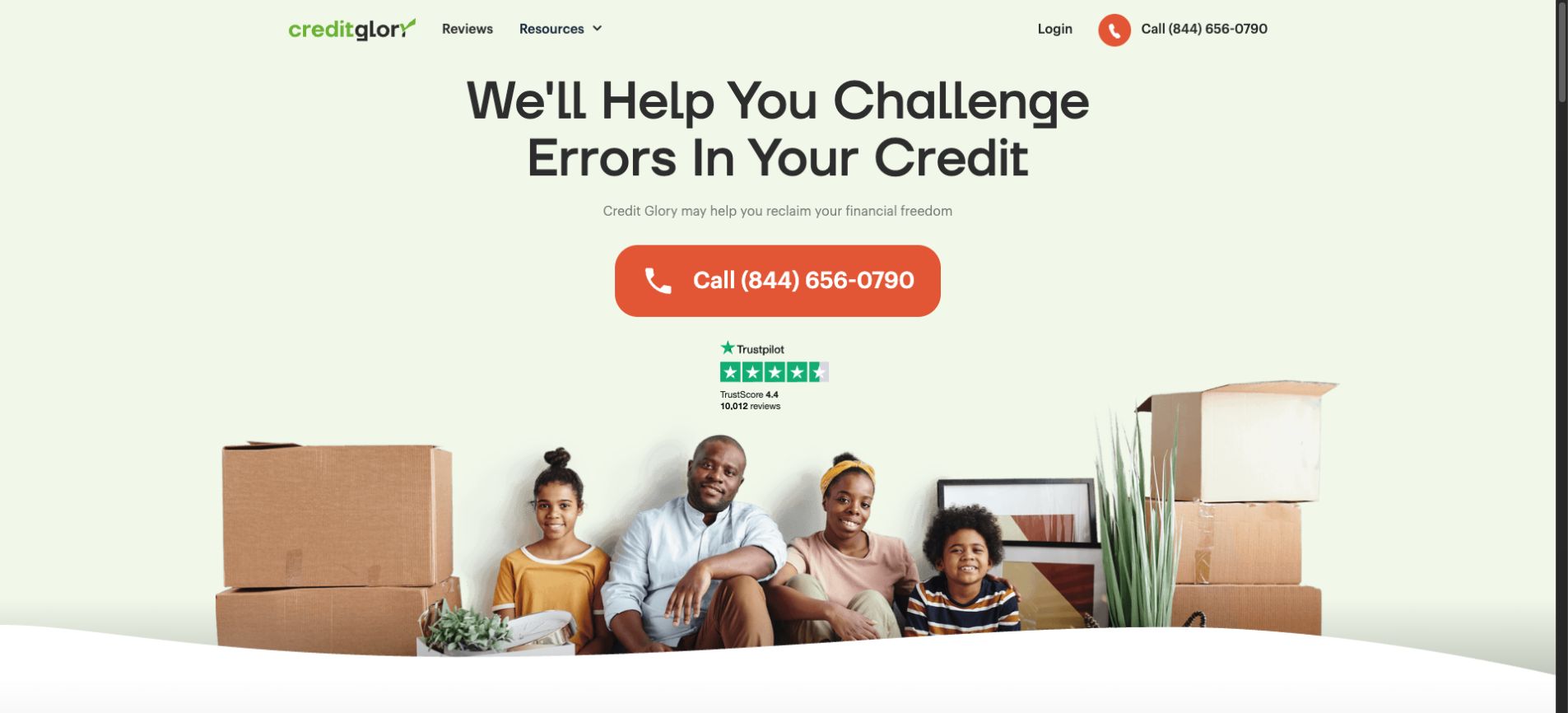 The Credit Glory home page, a credit repair service
