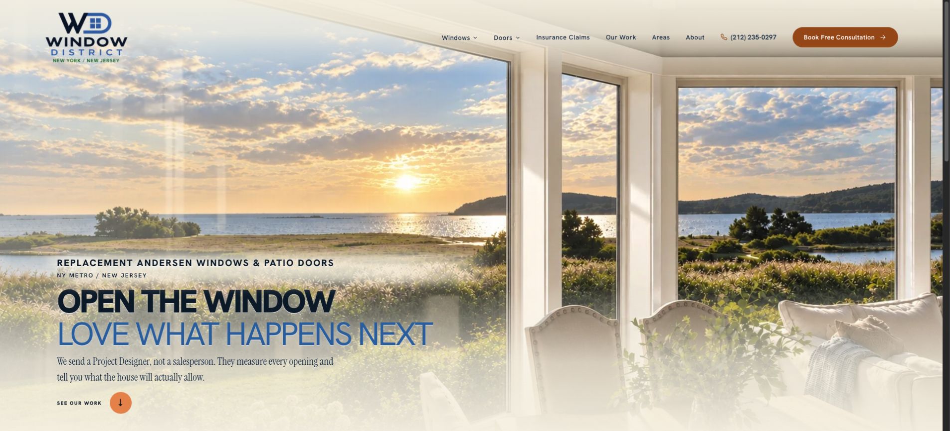 The Window District home page, a window replacement contractor